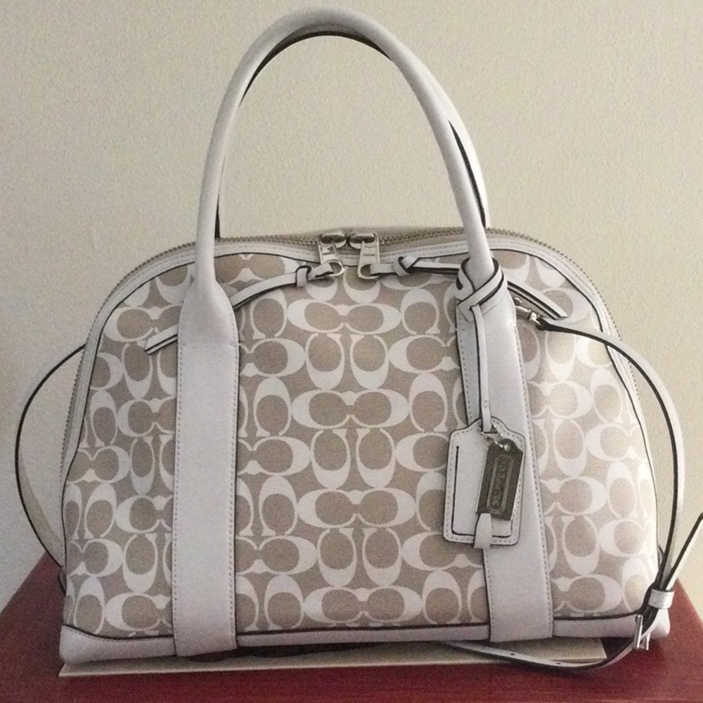 Coach White and Tan Signature Satchel/Bleecker Preston Satchel